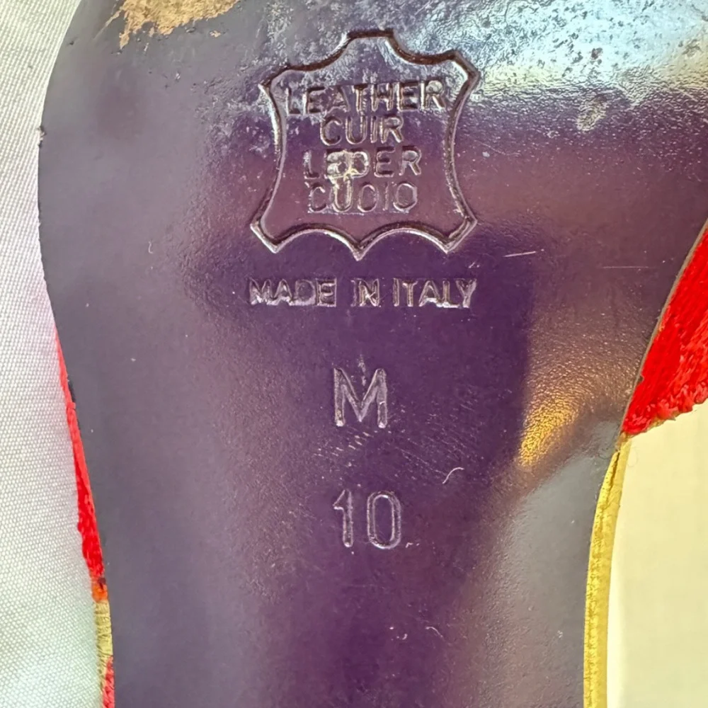 Vintage Fendi Nappa Lamé Metallic Multicolor Geometric Slingback Pump Heel 10M - Picture 10 of 11